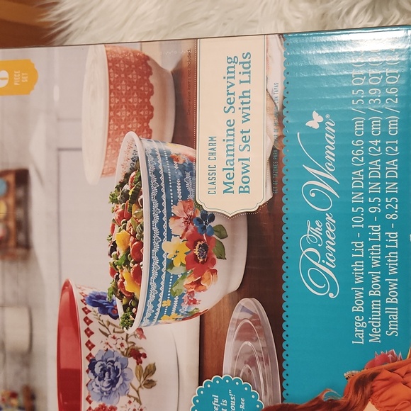 BNIB Pioneer Woman Melamine serving bowl set w/ lids- 6pc - Picture 1 of 4